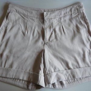 Exofficio Womens Beige Pleated Cuffed Shorts Size 6
